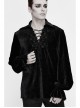 Chest Lace Lace-Up Flower Spikes Lantern Long Sleeve Pleated Velvet Black Gothic Shirt
