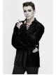 Chest Lace Lace-Up Flower Spikes Lantern Long Sleeve Pleated Velvet Black Gothic Shirt