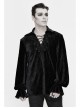 Chest Lace Lace-Up Flower Spikes Lantern Long Sleeve Pleated Velvet Black Gothic Shirt