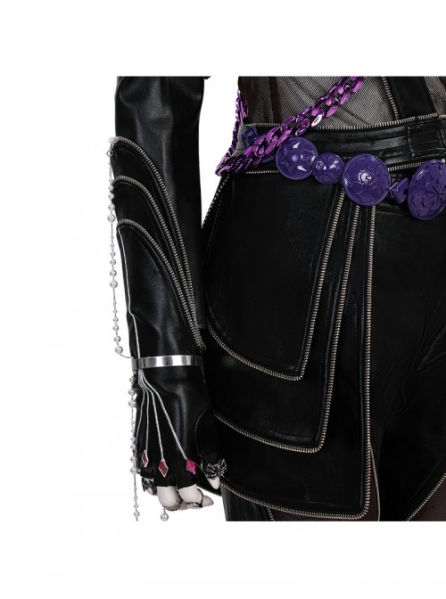 Movie Animated KPop Demon Hunters Rumi Leather Jacket Halloween Cosplay Costume Set
