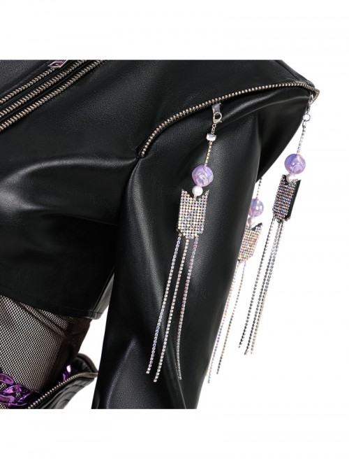 Movie Animated KPop Demon Hunters Rumi Leather Jacket Halloween Cosplay Costume Set