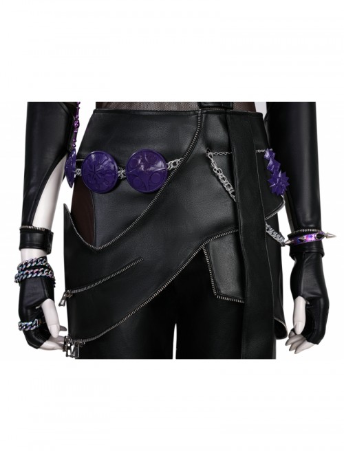 Animated Movie KPop Demon Hunters Zoey Leather Jacket Halloween Cosplay Costume Set