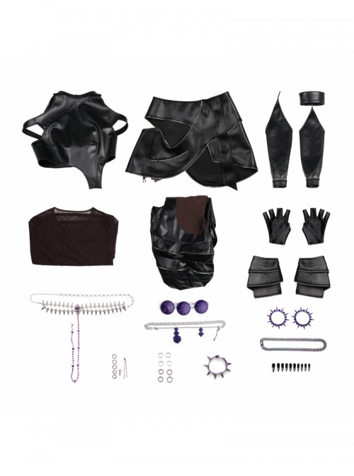 Animated Movie KPop Demon Hunters Zoey Leather Jacket Halloween Cosplay Costume Set