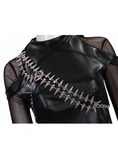 Animated Movie KPop Demon Hunters Zoey Leather Jacket Halloween Cosplay Costume Set