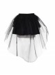 Black Hard Mesh Short Front Long Back Gothic Short Underskirt