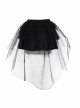Black Hard Mesh Short Front Long Back Gothic Short Underskirt