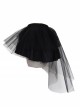 Black Hard Mesh Short Front Long Back Gothic Short Underskirt