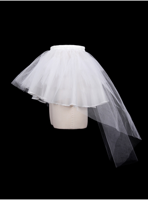 White Hard Mesh Short Front Long Gothic Back Short Underskirt