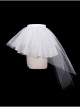 White Hard Mesh Short Front Long Gothic Back Short Underskirt