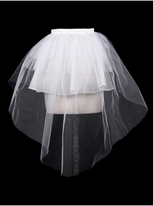 White Hard Mesh Short Front Long Gothic Back Short Underskirt