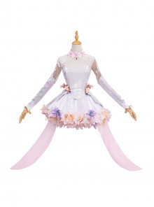Game Overwatch Kiriko Floral Wedding Flower Bridal  Halloween Cosplay Costume Set Without Shoes