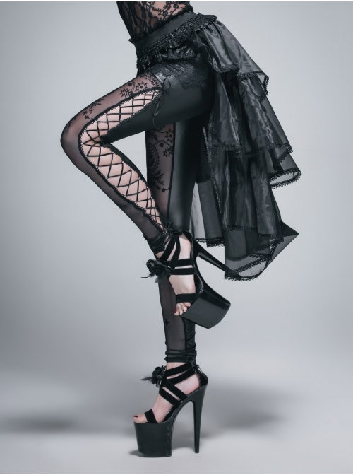 Lace Organza Puffy Black Gothic Half Skirt