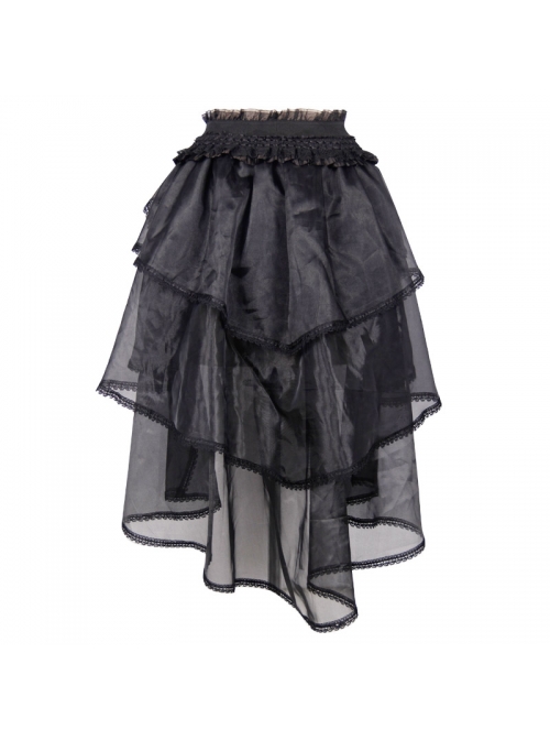 Lace Organza Puffy Black Gothic Half Skirt