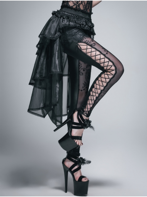 Lace Organza Puffy Black Gothic Half Skirt