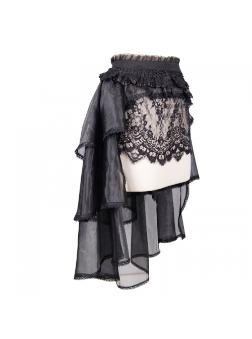 Lace Organza Puffy Black Gothic Half Skirt