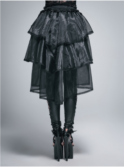 Lace Organza Puffy Black Gothic Half Skirt