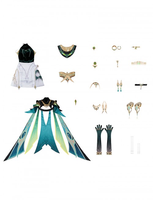 Game Genshin Impact Nefer Halloween Cosplay Costume Set Without Shoes