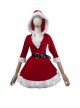 Original Christmas Series Christmas Party V Neck Hooded Dress White Fur Trim Halloween Cosplay Costume Set