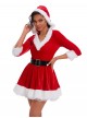 Original Christmas Series Christmas Party V Neck Hooded Dress White Fur Trim Halloween Cosplay Costume Set