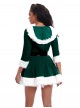 Original Christmas Series Christmas Party V Neck Hooded Dress White Fur Trim Halloween Cosplay Costume Set
