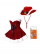 Original Christmas Series Sexy Red Velvet Christmas Dress Denim Hat Halloween Cosplay Costume Set