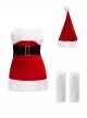 Original Christmas Series Christmas Party Sexy Red Santa Claus Halloween Cosplay Costume Strapless Dress Hat Leg Warmers Set