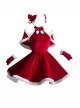 Original Christmas Series Sweet Sexy Red Christmas Party Halter Neck Dress Halloween Cosplay Costume Set