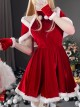 Original Christmas Series Sweet Sexy Red Christmas Party Halter Neck Dress Halloween Cosplay Costume Set