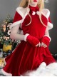 Original Christmas Series Sweet Sexy Red Christmas Party Halter Neck Dress Halloween Cosplay Costume Set