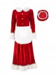 Original Christmas Series Red White Christmas Holiday Party Santa Claus Dress Halloween Cosplay Costume Hat Apron Set