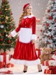 Original Christmas Series Red White Christmas Holiday Party Santa Claus Dress Halloween Cosplay Costume Hat Apron Set
