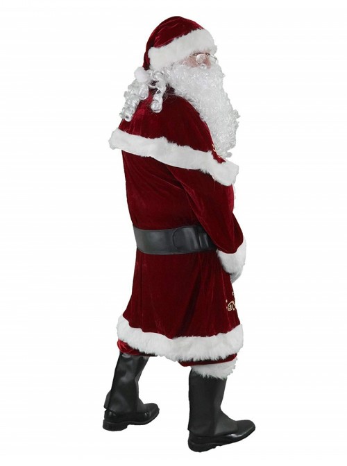 Original Christmas Series Christmas Santa Claus Red White Print With Beard Halloween Cosplay Costume Set