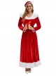 Original Christmas Series Red Velvet Christmas Holiday Party Dress Halloween Cosplay Costume Round Hat Belt Set
