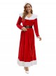 Original Christmas Series Elegant Red Velvet Christmas Holiday Party Dress Halloween Cosplay Costume Round Hat Belt Set