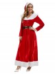 Original Christmas Series Elegant Red Velvet Christmas Holiday Party Dress Halloween Cosplay Costume Round Hat Belt Set