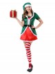 Original Christmas Series Green Christmas Elf Dress Halloween Cosplay Costume Hat Belt Striped Socks Set