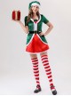 Original Christmas Series Green Christmas Elf Dress Halloween Cosplay Costume Hat Belt Striped Socks Set