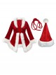 Original Christmas Series Red Christmas Long Sleeve Red Tie Up Dress Halloween Cosplay Costume Ribbon Hat Set
