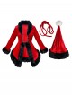 Original Christmas Series Red Christmas Long Sleeve Red Tie Up Dress Halloween Cosplay Costume Ribbon Hat Set
