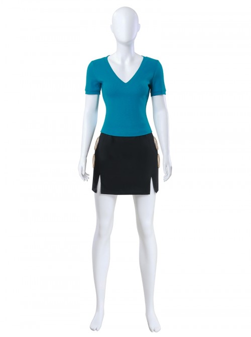 One Piece Live Action Season 2 Nami Blue Short Sleeve Halloween Cosplay Costume Set Without Shoes