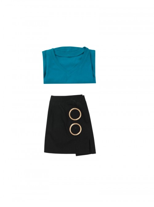 One Piece Live Action Season 2 Nami Blue Short Sleeve Halloween Cosplay Costume Set Without Shoes
