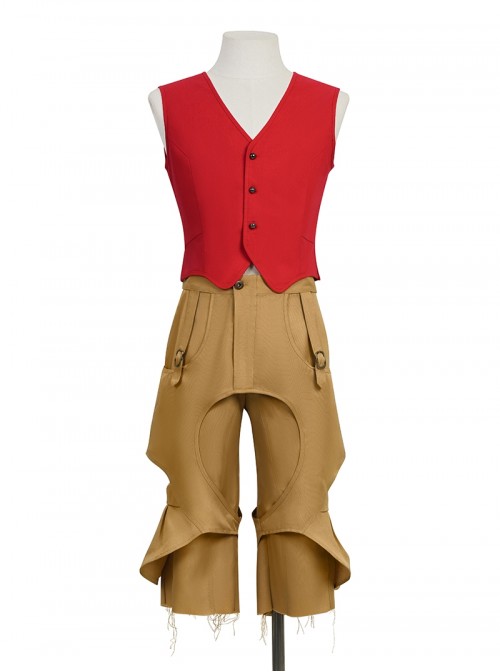 One Piece Live Action Season 2 Monkey D. Luffy Halloween Cosplay Costume Set Without Shoes