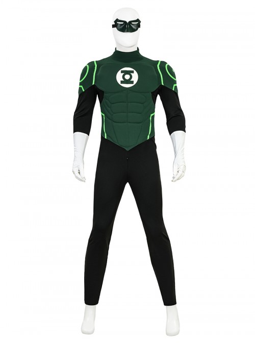 Green Lantern Bodysuit Battle Suit Halloween Cosplay Costume Set Without Shoes