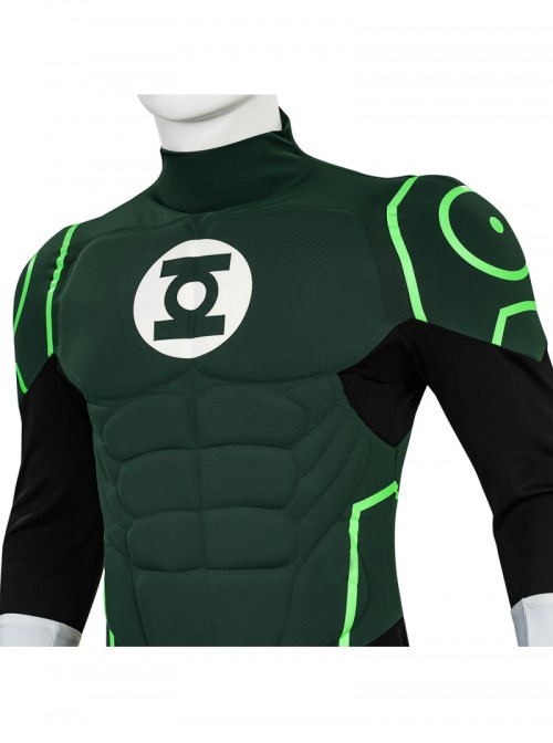 Green Lantern Bodysuit Battle Suit Halloween Cosplay Costume Set Without Shoes