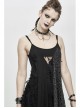 Black Knitted Splice Gray Mesh Broken Holes Asymmetrical Hem Punk Slip Dress