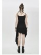 Black Knitted Splice Gray Mesh Broken Holes Asymmetrical Hem Punk Slip Dress