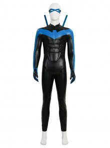 Anime Comic Nightwing Blue Battle Suit Version Halloween Cosplay Costume Set Without Boots