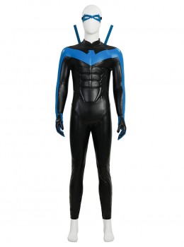 Anime Comic Nightwing Blue Battle Suit Version Halloween Cosplay Costume Set Without Boots