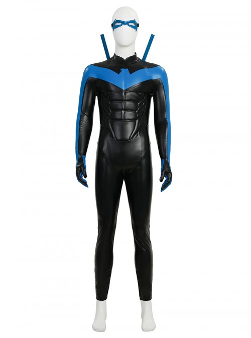 Anime Comic Nightwing Blue Battle Suit Version Halloween Cosplay Costume Set Without Boots