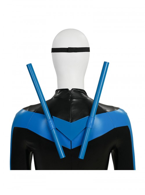 Anime Comic Nightwing Blue Battle Suit Version Halloween Cosplay Costume Set Without Boots